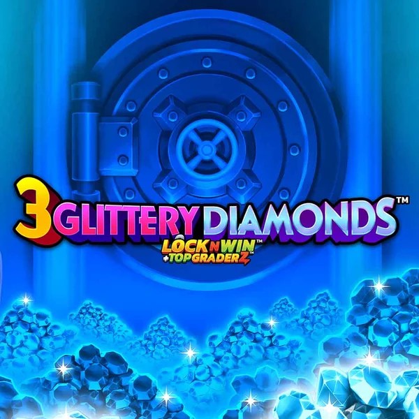 3 Glittery Diamonds slot logo by PearFiction Studios at Fish Casino3 Glittery Diamonds