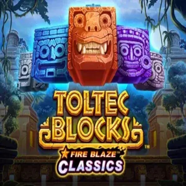 Fire Blaze: Toltec Blocks slot logo by Rarestone Gaming at Fish CasinoFire Blaze: Toltec Blocks